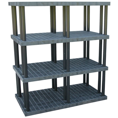 Industrial Plastic Shelving | Four Shelf Grid Top Plastic Shelving | DC ...